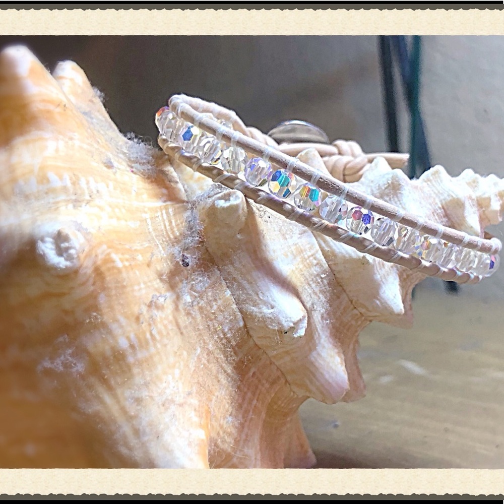 Blush Leather Swarovski Crystal Wrap - Picture 6 of 8